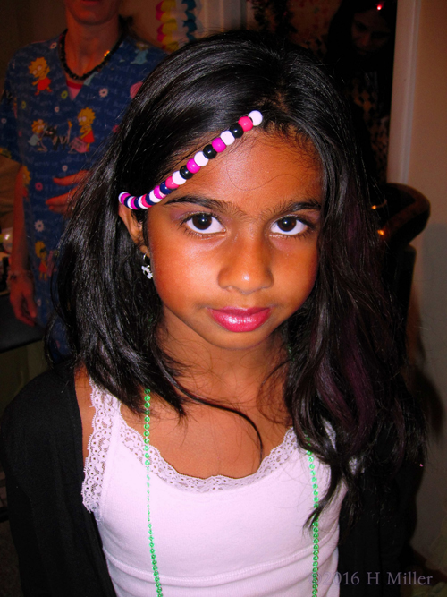 Cute Pink, White, And Black Beaded Hairstyle