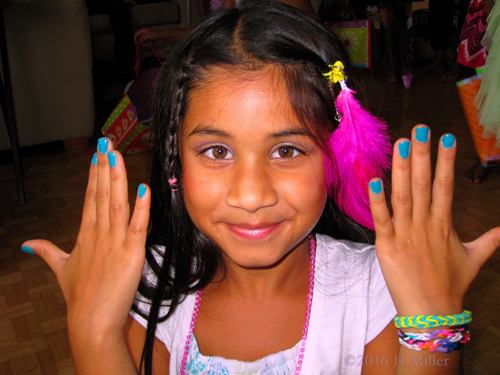 She Loves Her Cute Blue Kids Manicure. She Loves Her Cute Blue Kids Manicure.