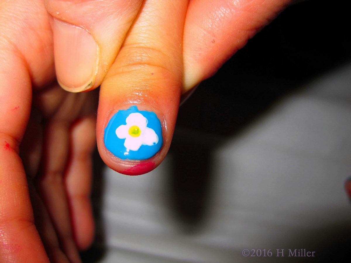 Blue And White Flower Manicure Art 