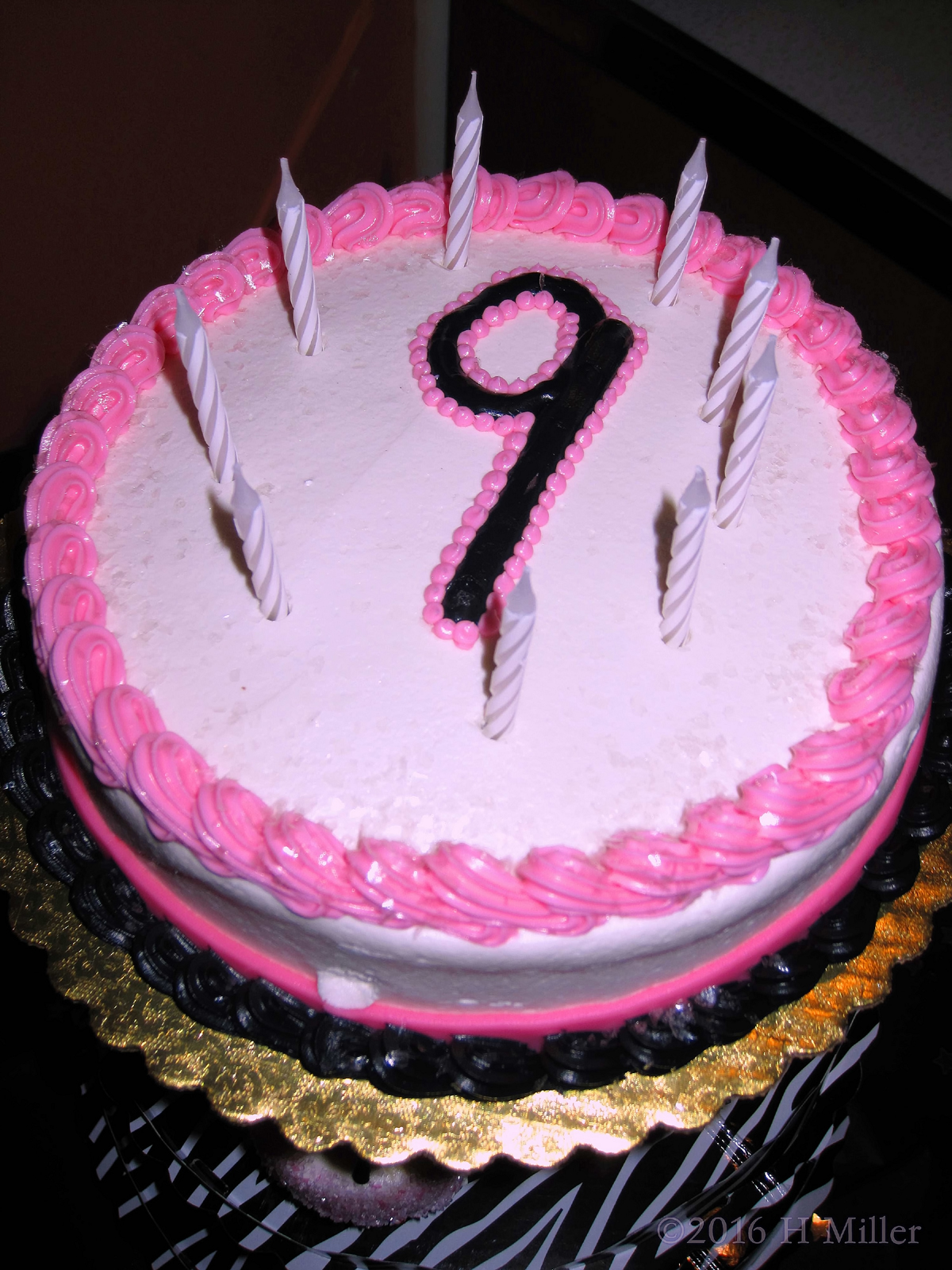 Pink Ninth Birthday Cake 