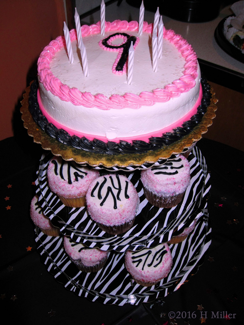 Zebra And Pink Ninth Birthday Cake