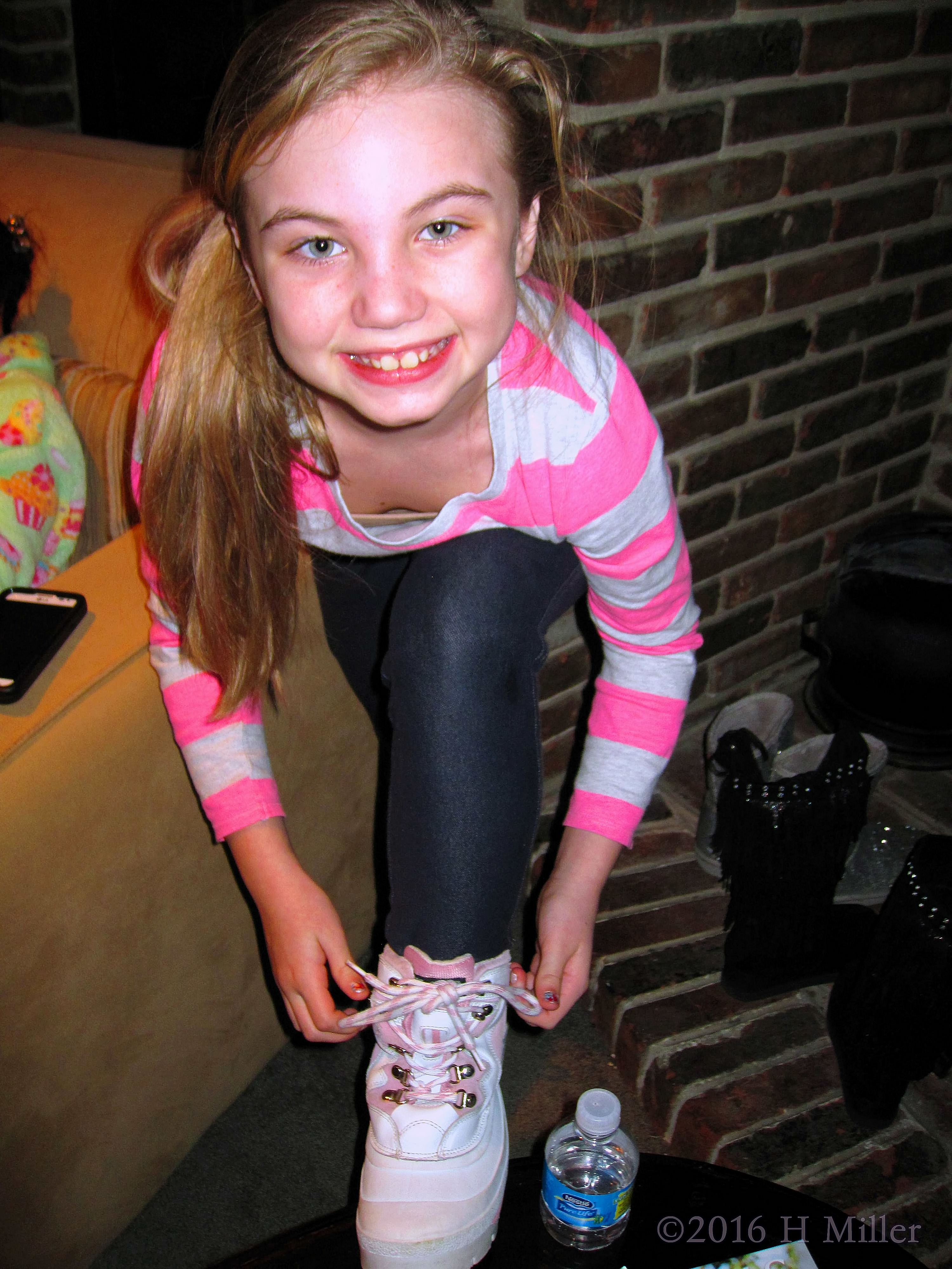 Lacing Up Sneakers During The Spa Party Lacing Up Sneakers During The Spa Party