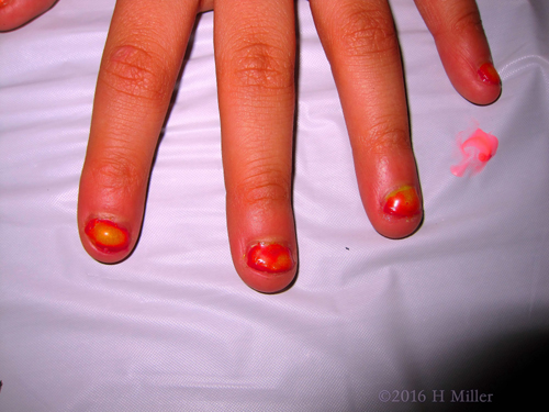 Pink And Orange Manicure