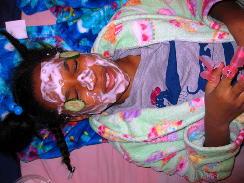 Smiling During Facials With Manicure Protectors On Smiling During Facials With Manicure Protectors On