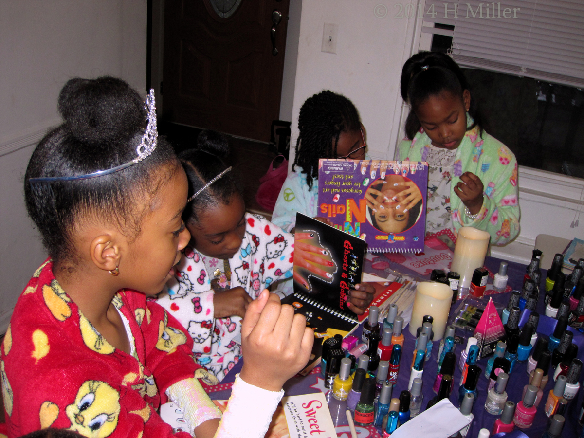 The Girls Look Through Our Collection Of Nail Art Books 