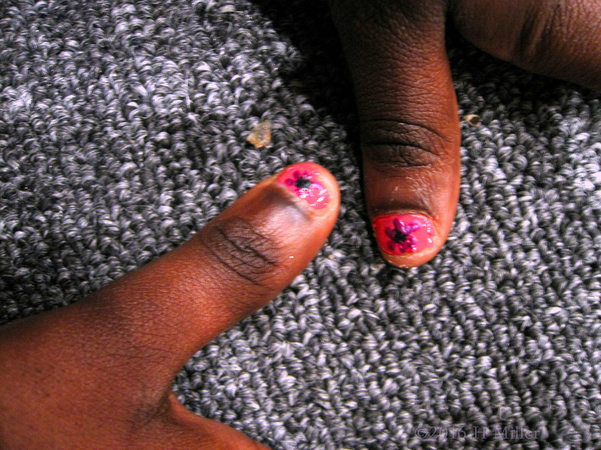 Pink Floral Kids Manicure 