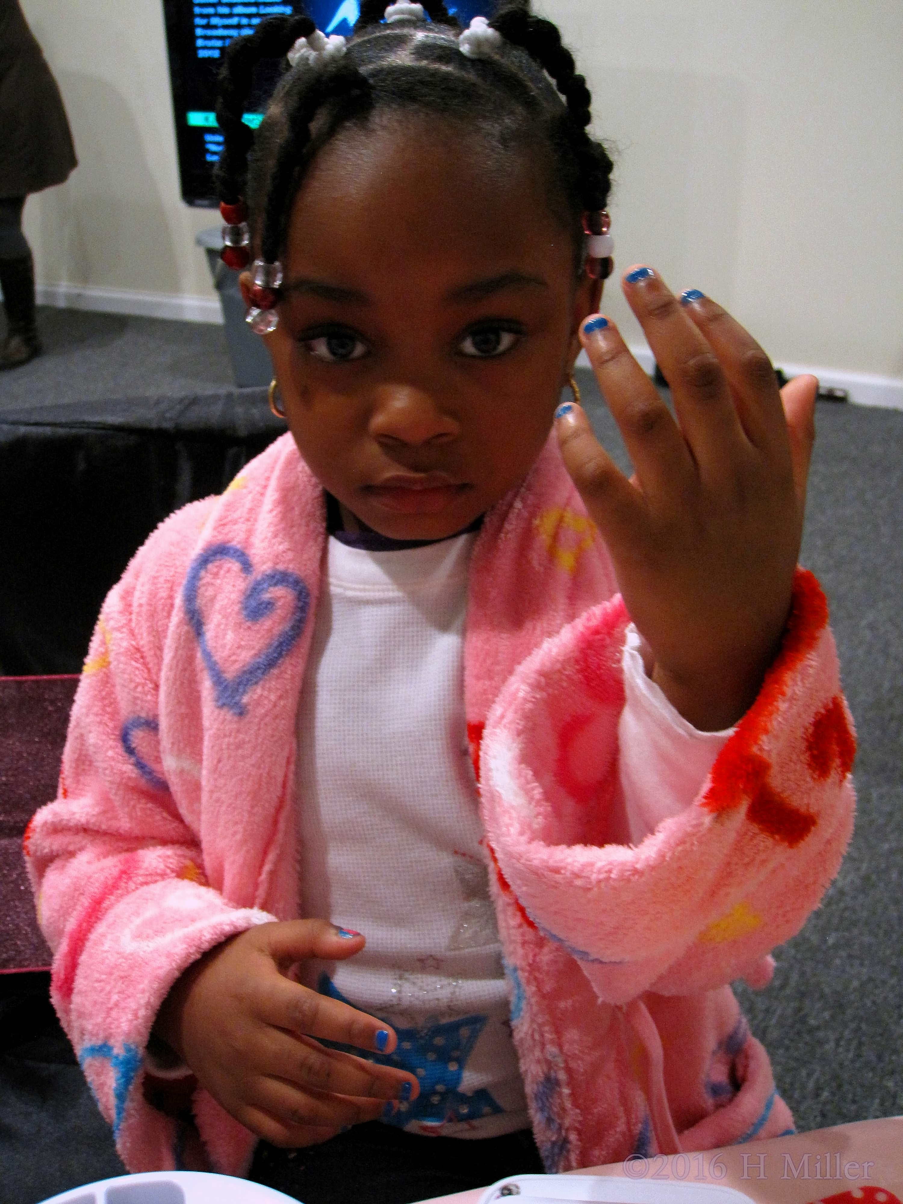 Showing Off Her Blue Mini Manicure Showing Off Her Blue Mini Manicure