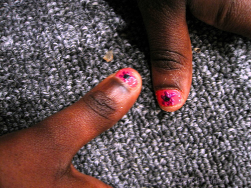 Pink Floral Kids Manicure