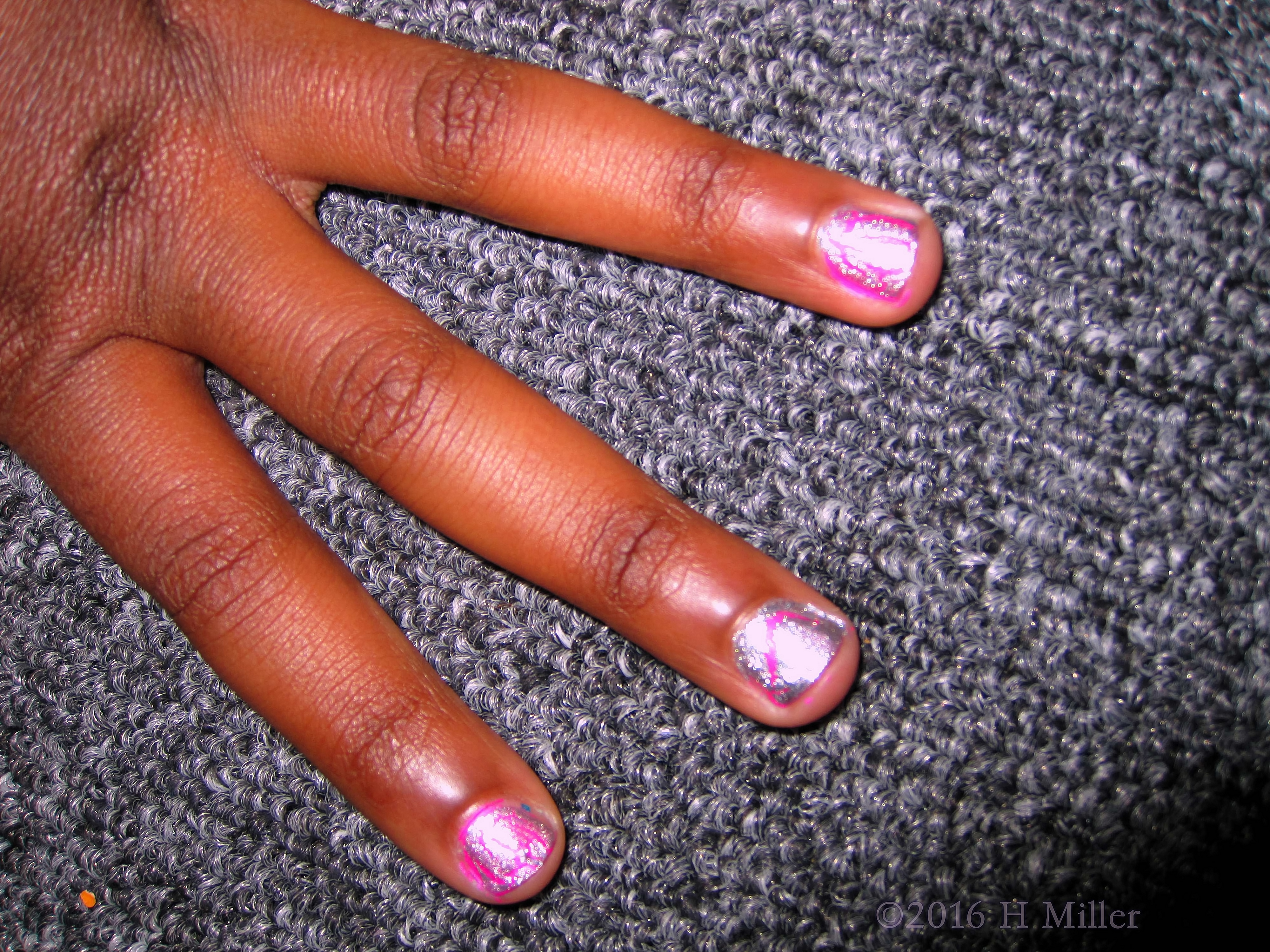 Pink And Silver Sparkly Mini Manicure