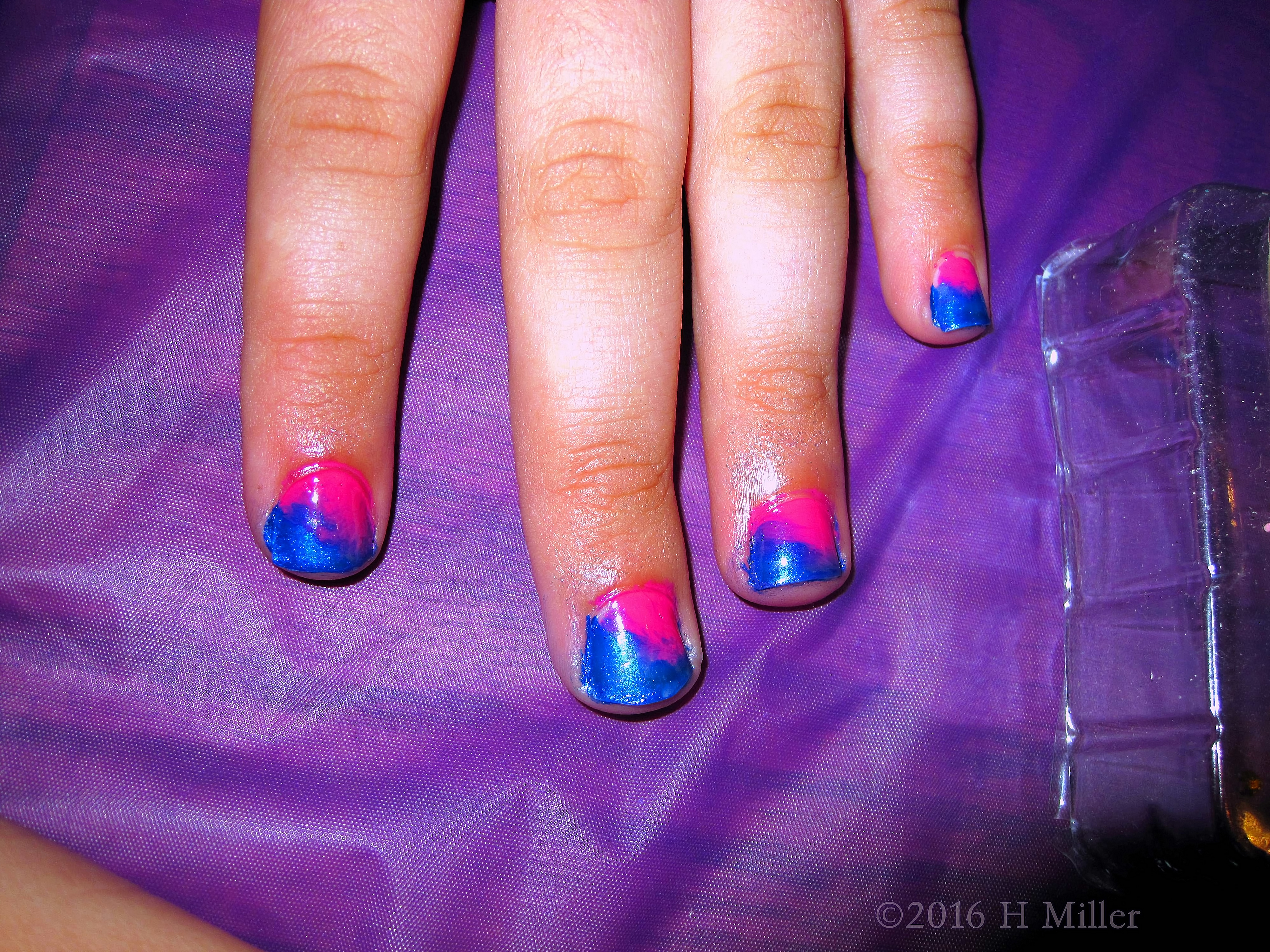 Neon Pink And Blue Mini Mani 