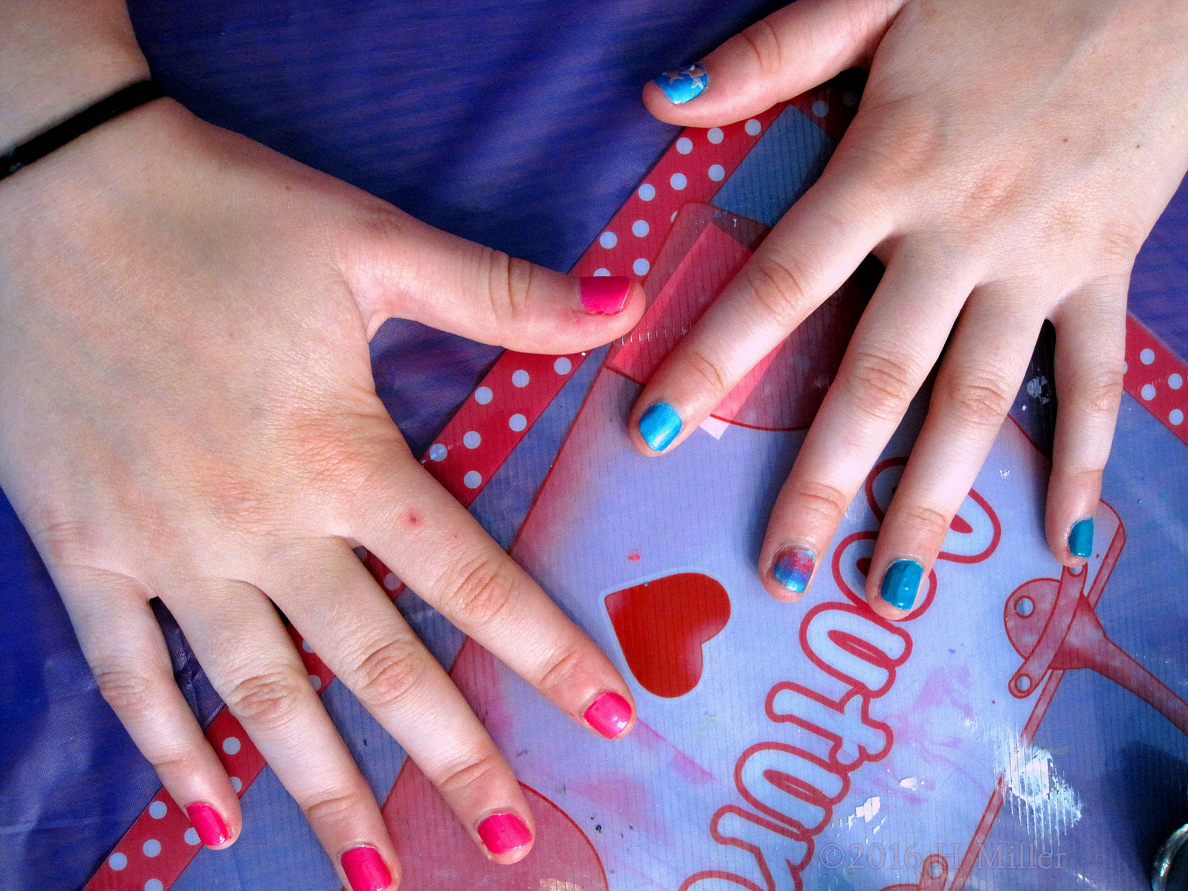 Pink And Blue Solid Manicure Pink And Blue Solid Manicure