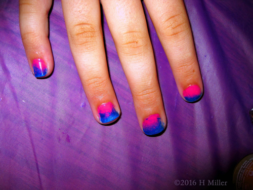 Pink And Blue Ombre Mini Manicure