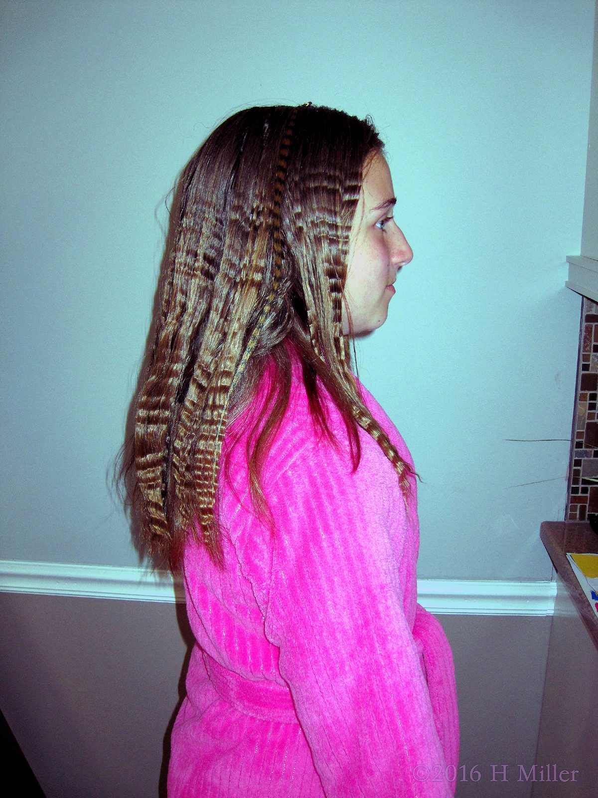 Crimped Hairstyle Side View.