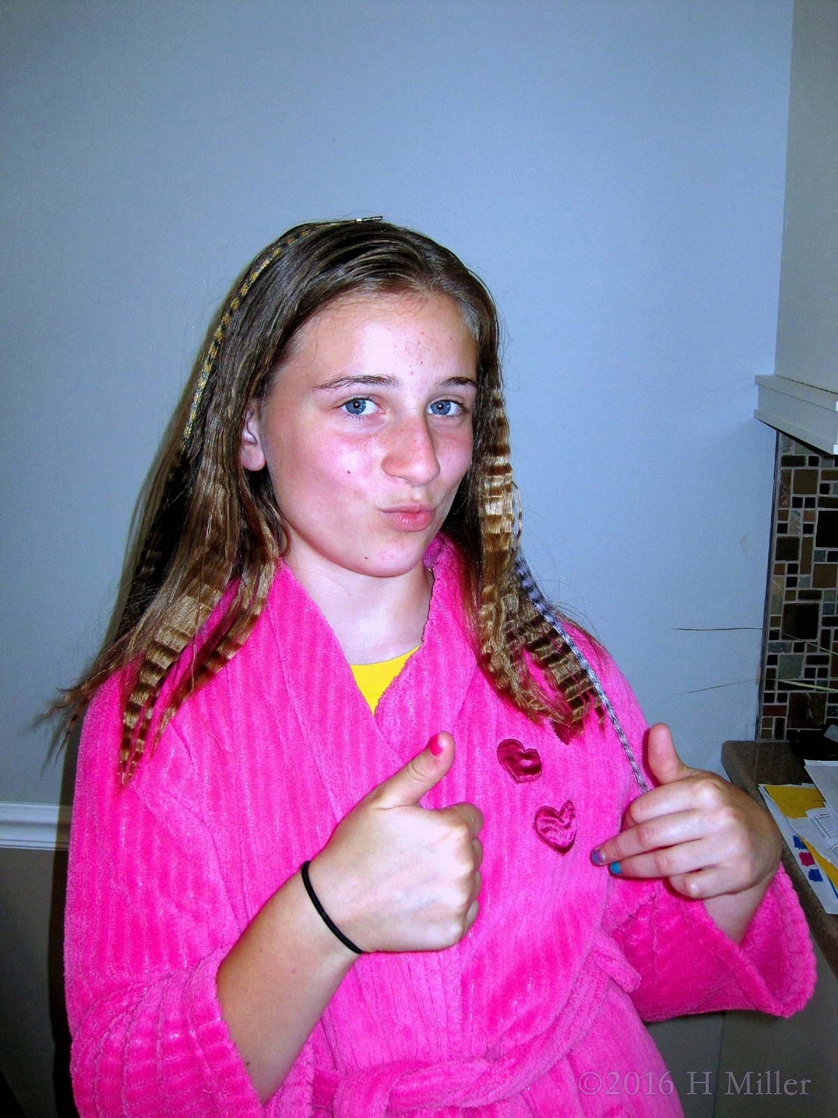 She Loves Her Crimped Hairstyle. She Loves Her Crimped Hairstyle.