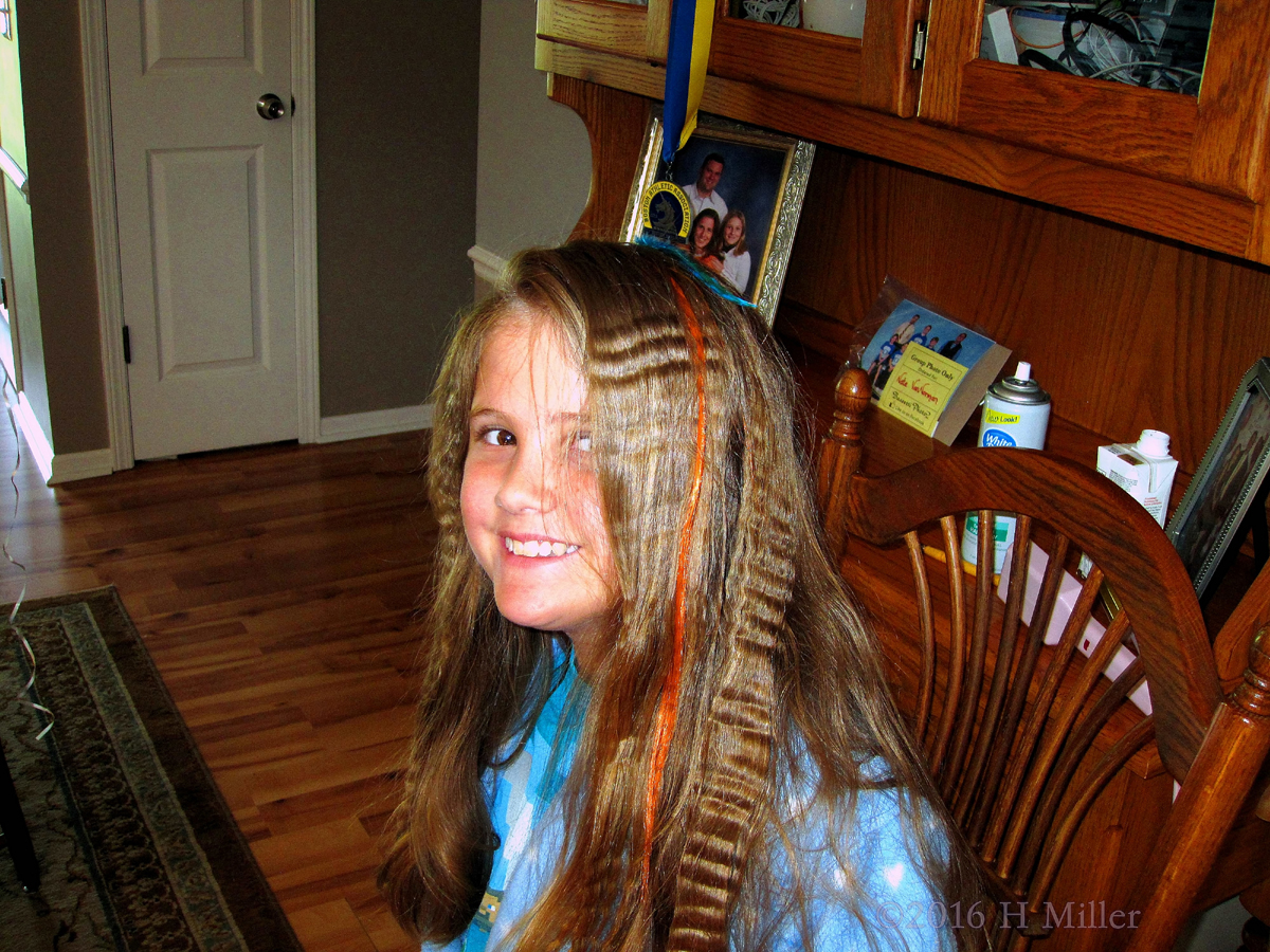 Smiling With Her Orange And Blue Hair Extensions! Smiling With Her Orange And Blue Hair Extensions!