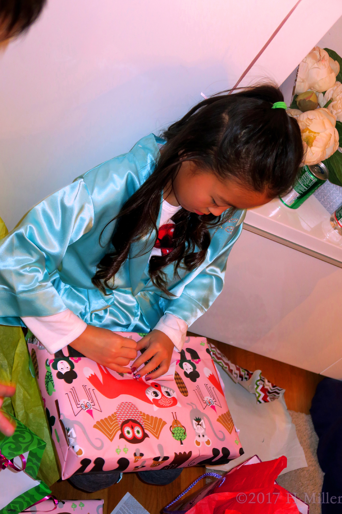 Lea While Opening The Gift Wrap! 