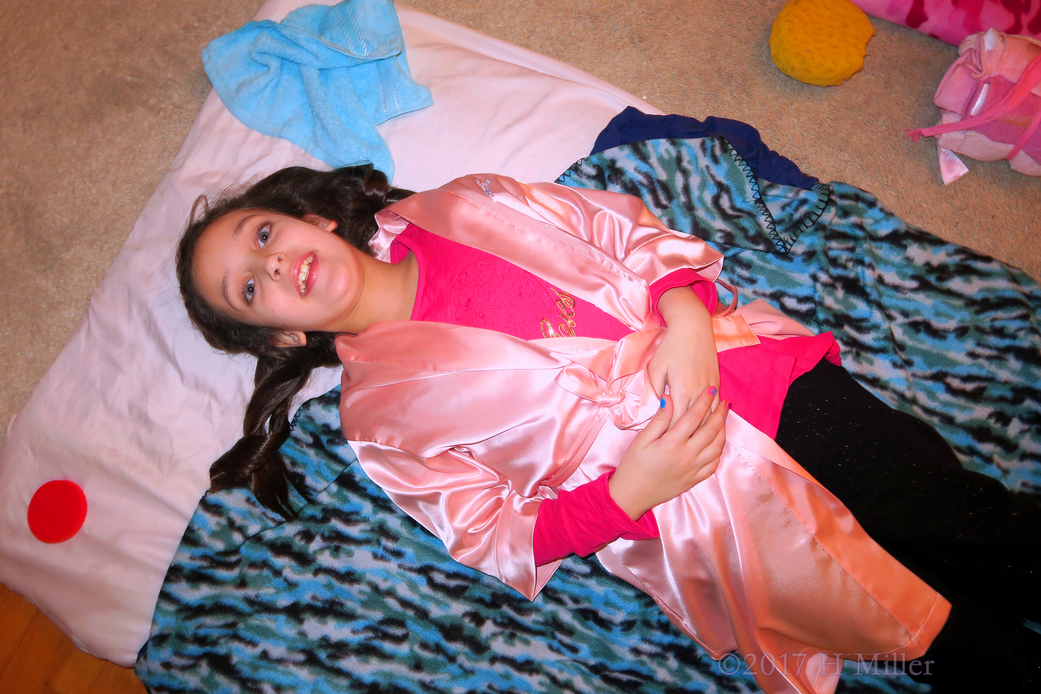 After Getting Beautiful Curls, All Set For Her Kids Facial. After Getting Beautiful Curls, All Set For Her Kids Facial.