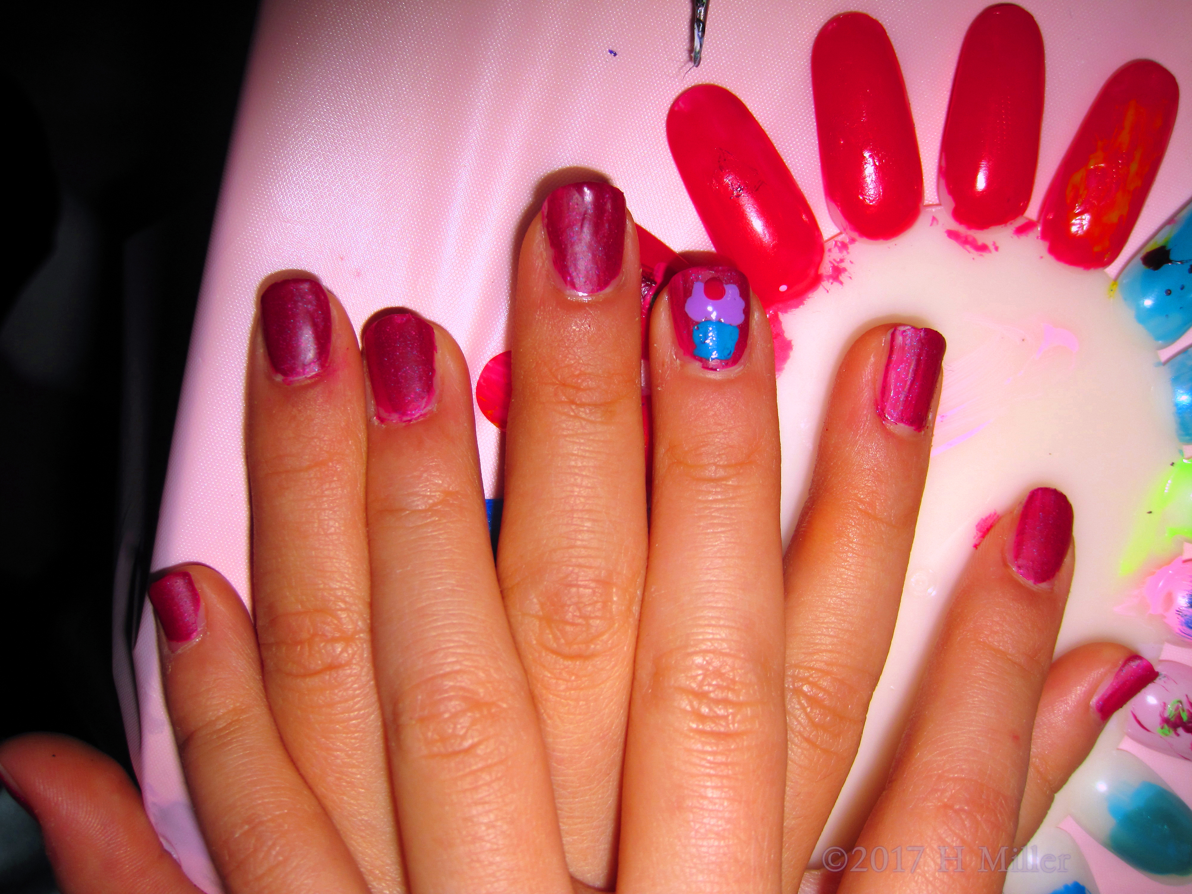 Cute Cherry And Frosting Cupcake Nail Art. Cute Cherry And Frosting Cupcake Nail Art.