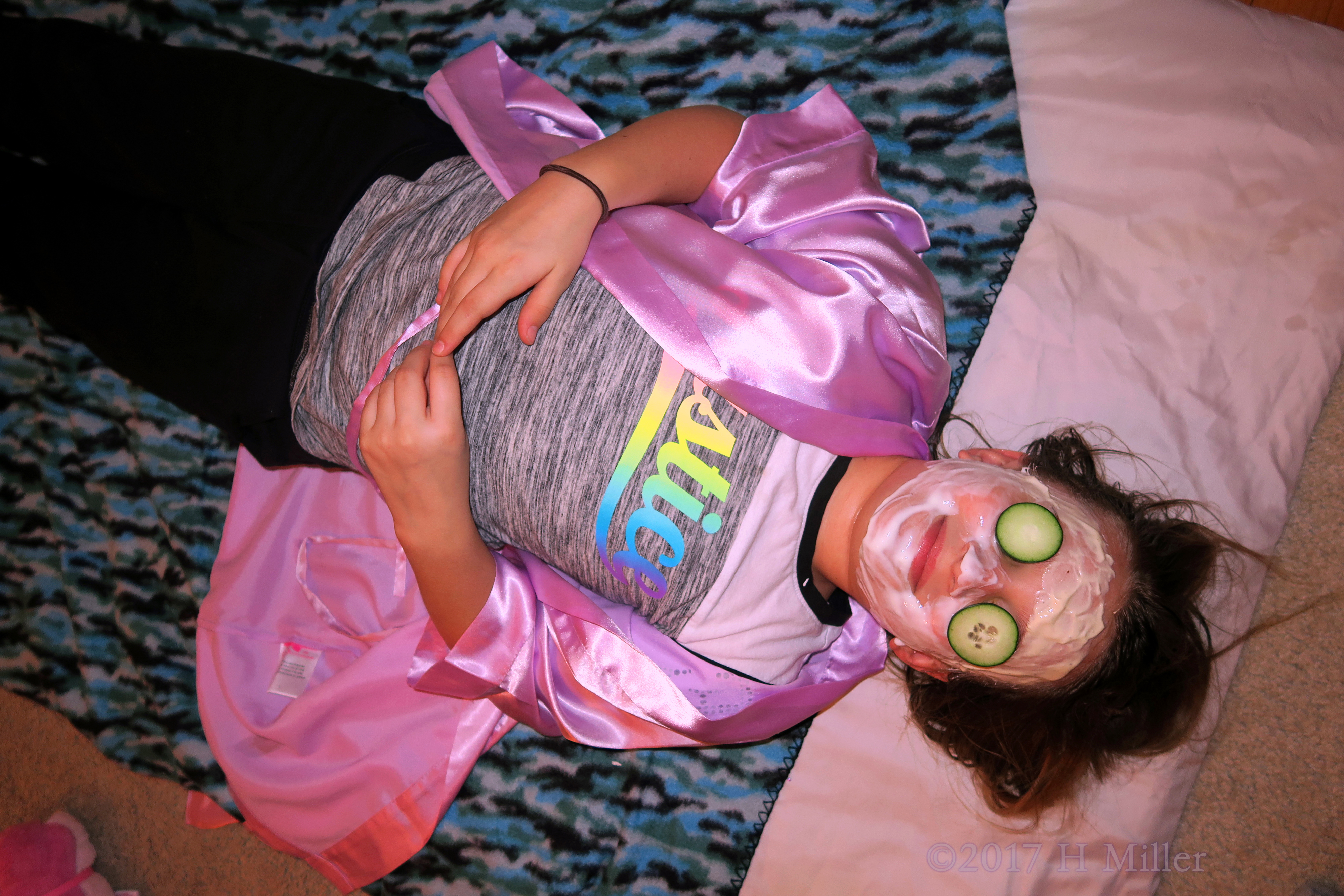 Enjoying Her Refreshing Girls Facial Activity At The Spa Party. Enjoying Her Refreshing Girls Facial Activity At The Spa Party.