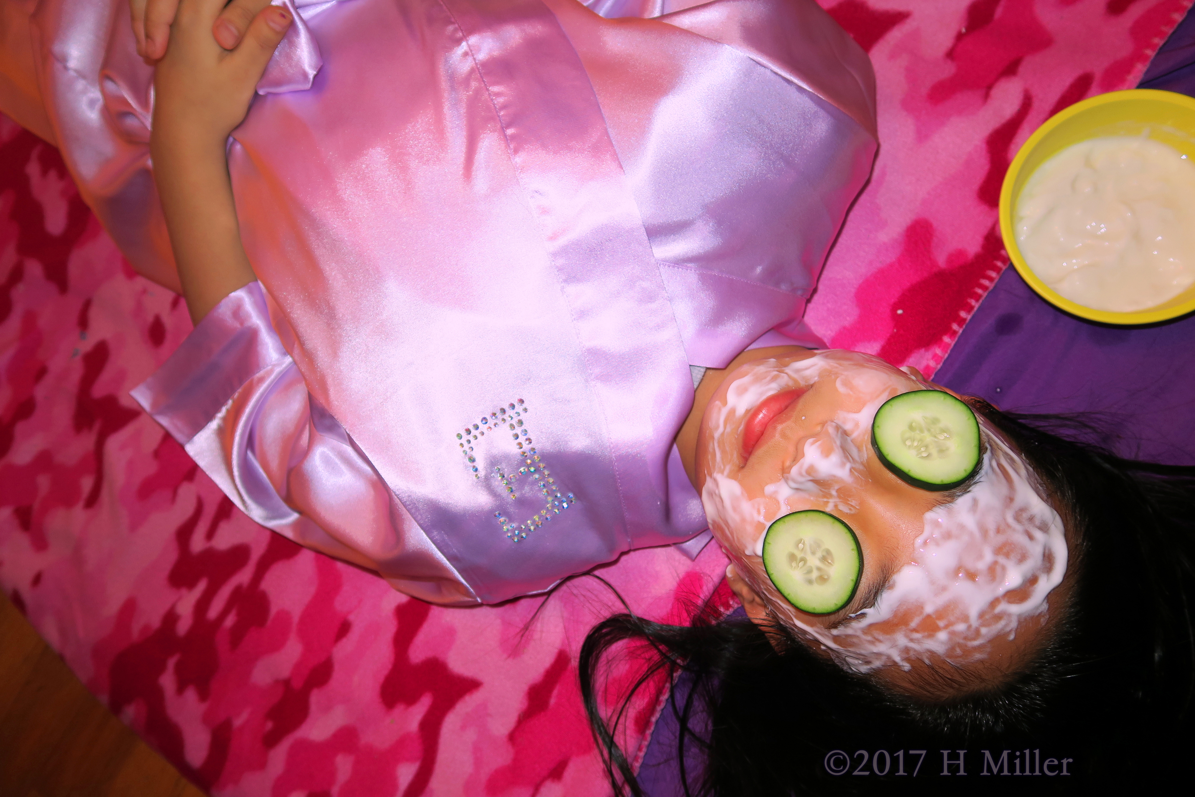 Relaxing During Her Kids Facial With Cukes And Facial Masque On! Relaxing During Her Kids Facial With Cukes And Facial Masque On!