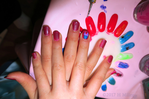 Glistening Dark Pink With A Cute Cherry Cupcake Nail Art!