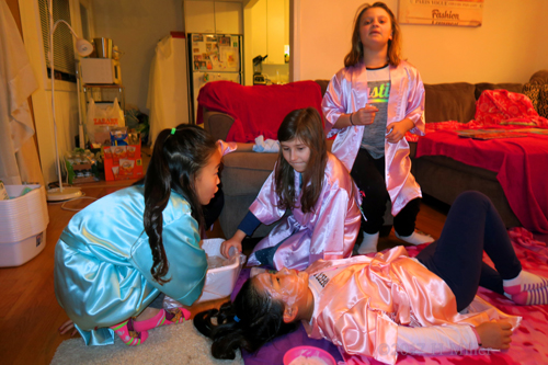 The Girls Gathered For New Pedi Activity Just After She's Done With The Kids Facial.