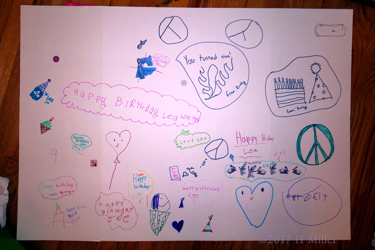 Cute Messages And Drawings For Lea's Spa Birthday Card. 