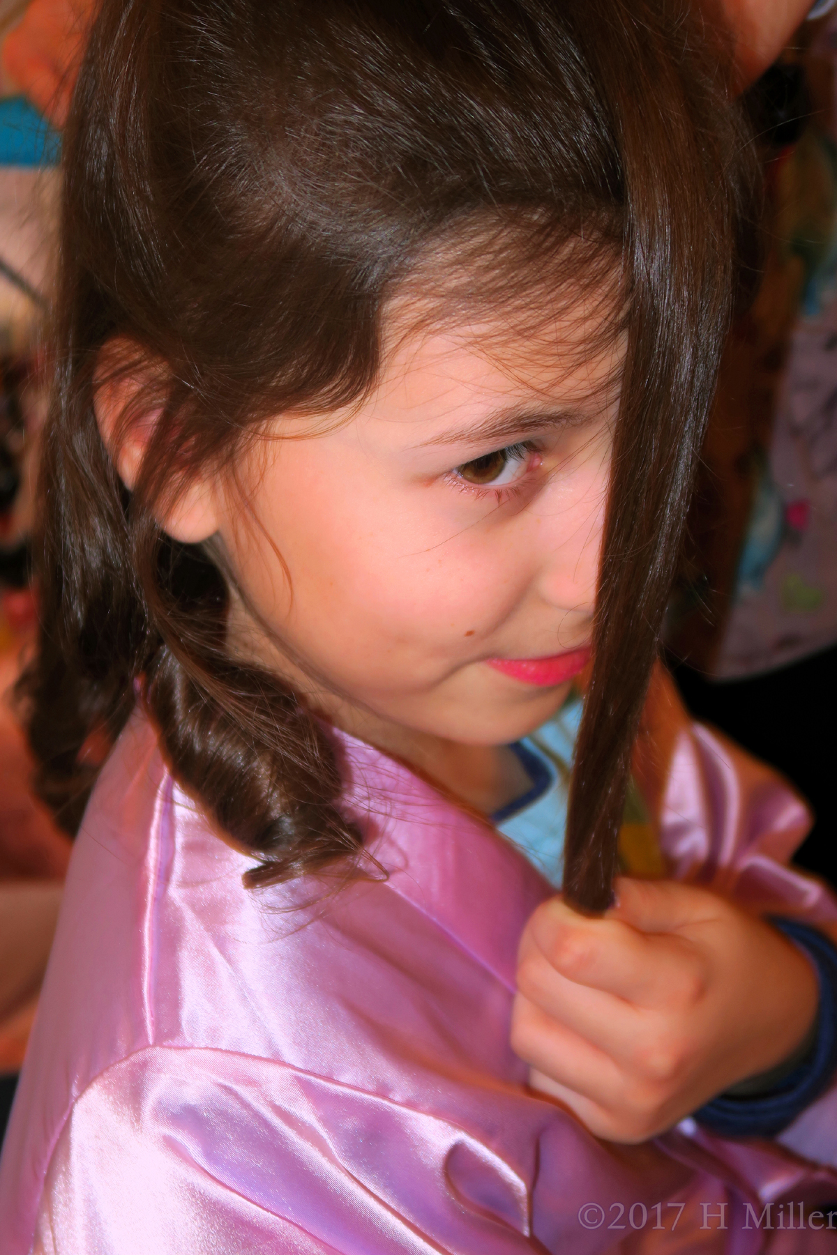 Her Hairstyling Session Going On. 