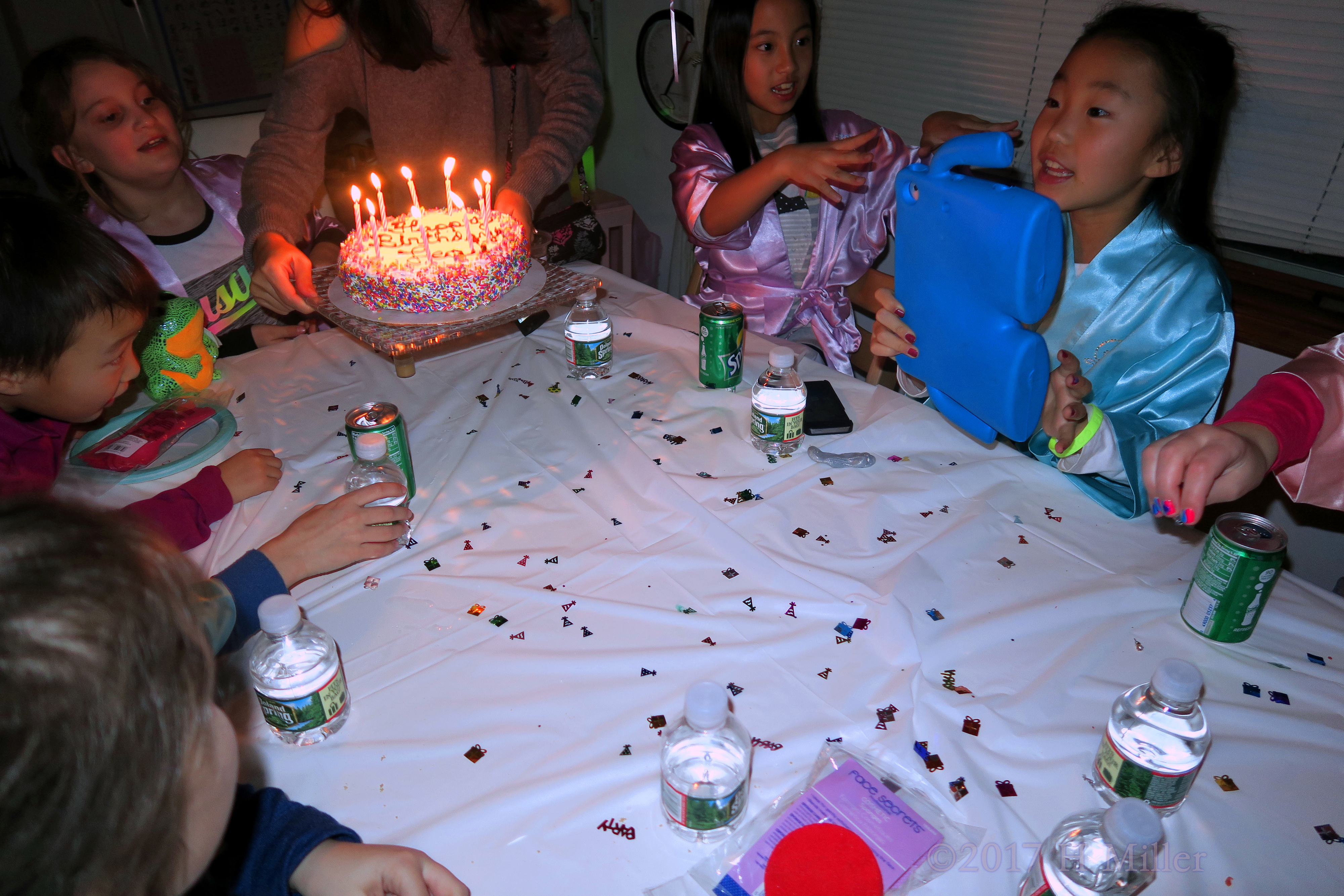 All Kids Have Gathered Around The Birthday Table For Cake Cutting! 