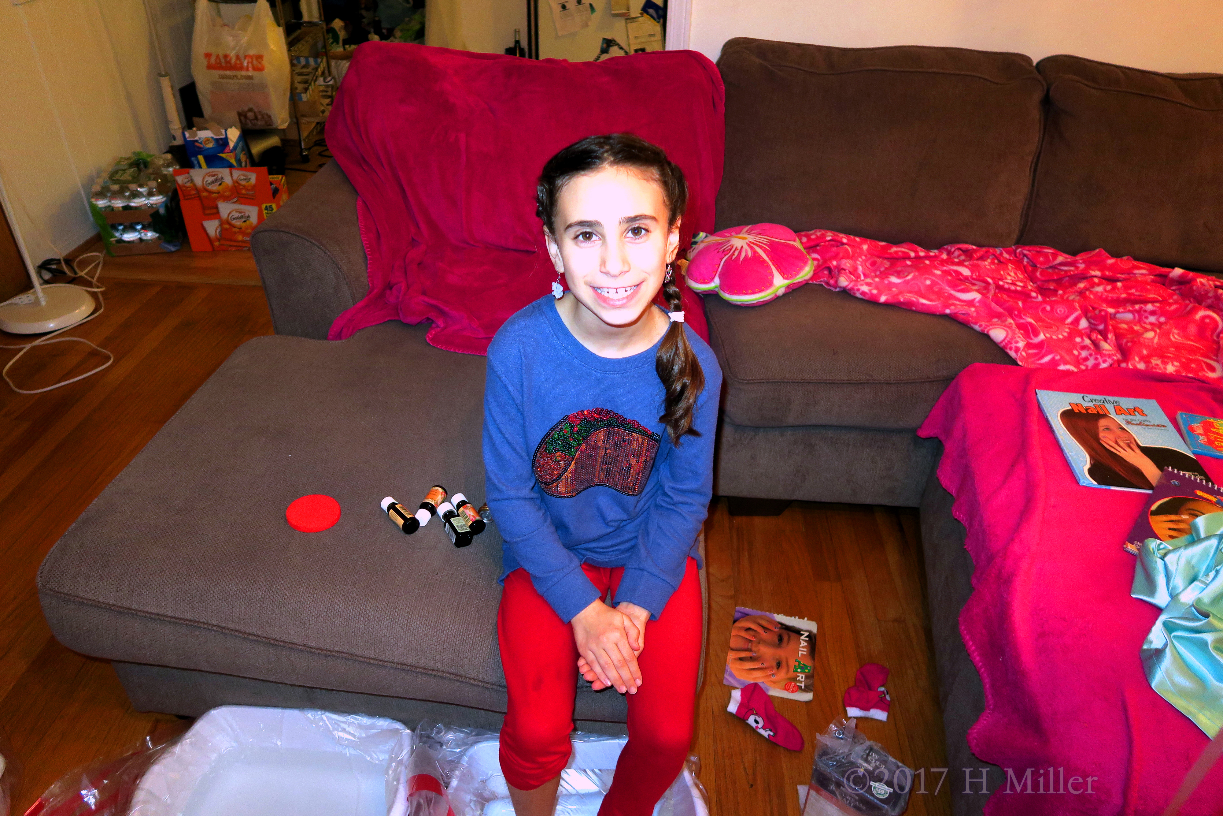She Is Having Her Feet Relaxed In The Kids Pedicure Footbath Tub. She Is Having Her Feet Relaxed In The Kids Pedicure Footbath Tub.