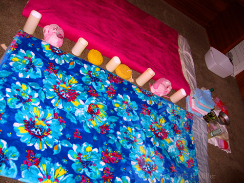 Girls Spa Party Facial Area Stocked Up With Facial Supplies Girls Spa Party Facial Area Stocked Up With Facial Supplies