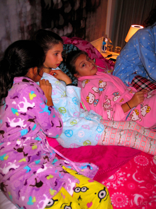 The Girls Lounging At The Hotel Spa Party, Taking A Break From Worries And School! The Girls Lounging At The Hotel Spa Party, Taking A Break From Worries And School!