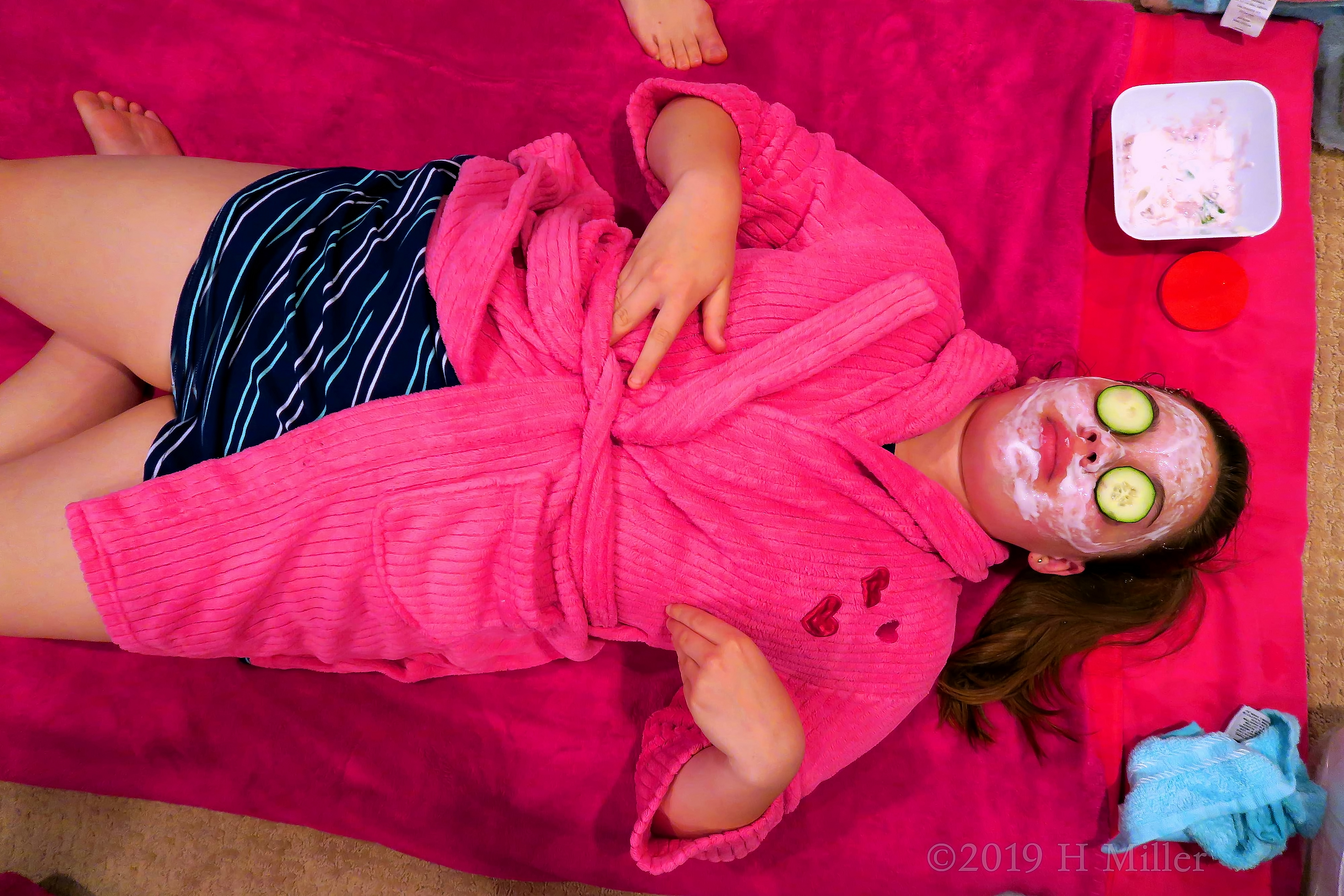 Girl Enjoying Her Kids Facial Spa Treatment Girl Enjoying Her Kids Facial Spa Treatment