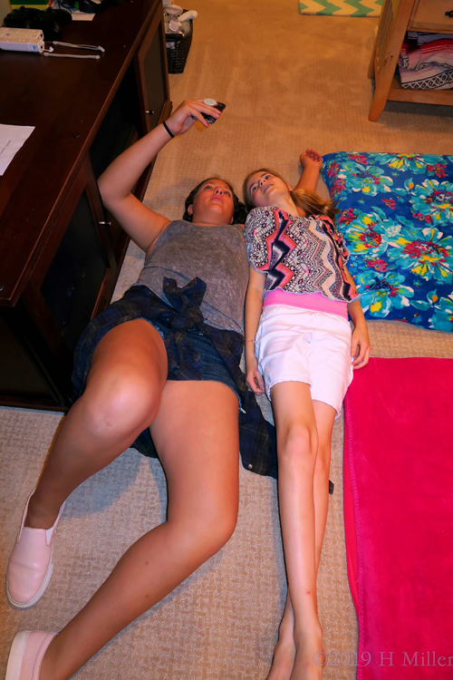 Kids Happily Laying Together In The Facials Area At The Cool Spa Party Kids Happily Laying Together In The Facials Area At The Cool Spa Party