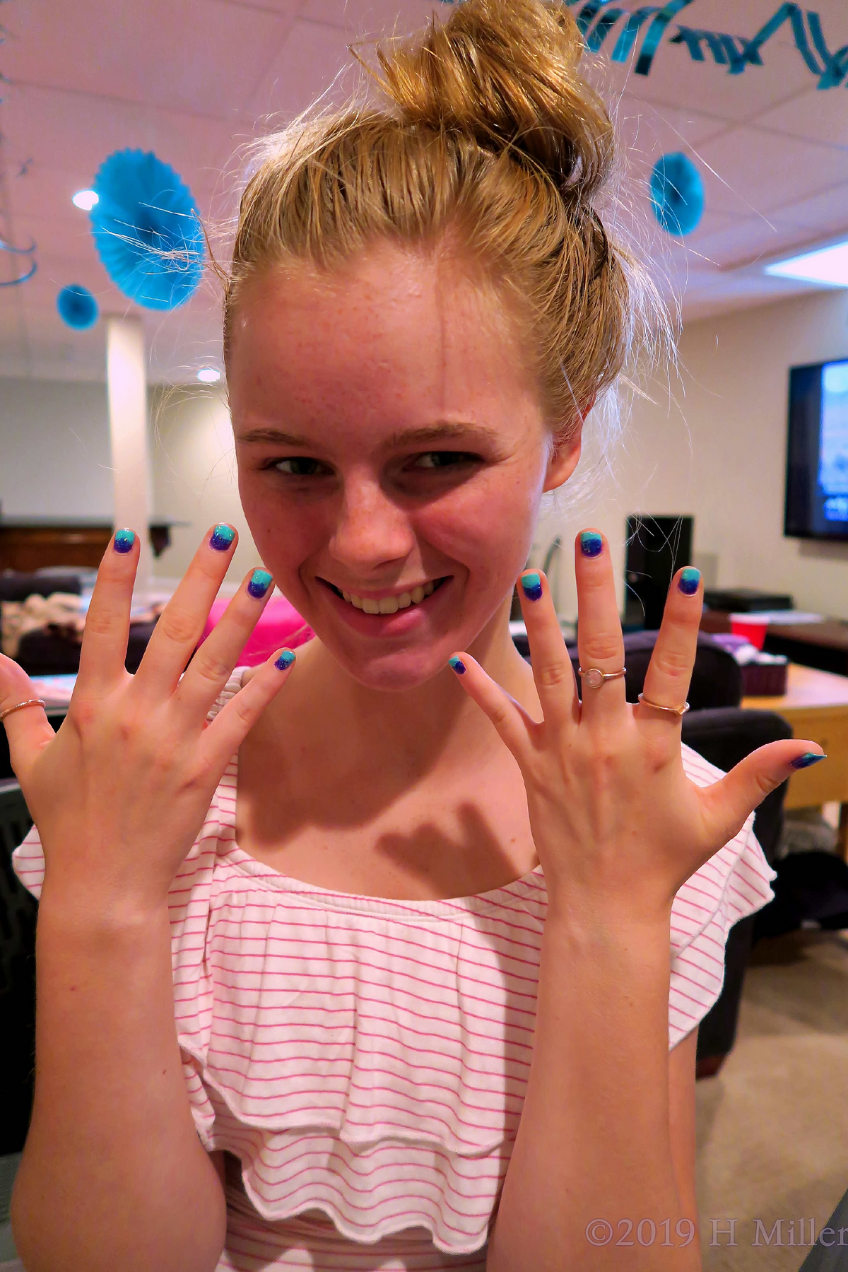 Party Guest Sure Is Excited At Her Cool Girls Manicure! 