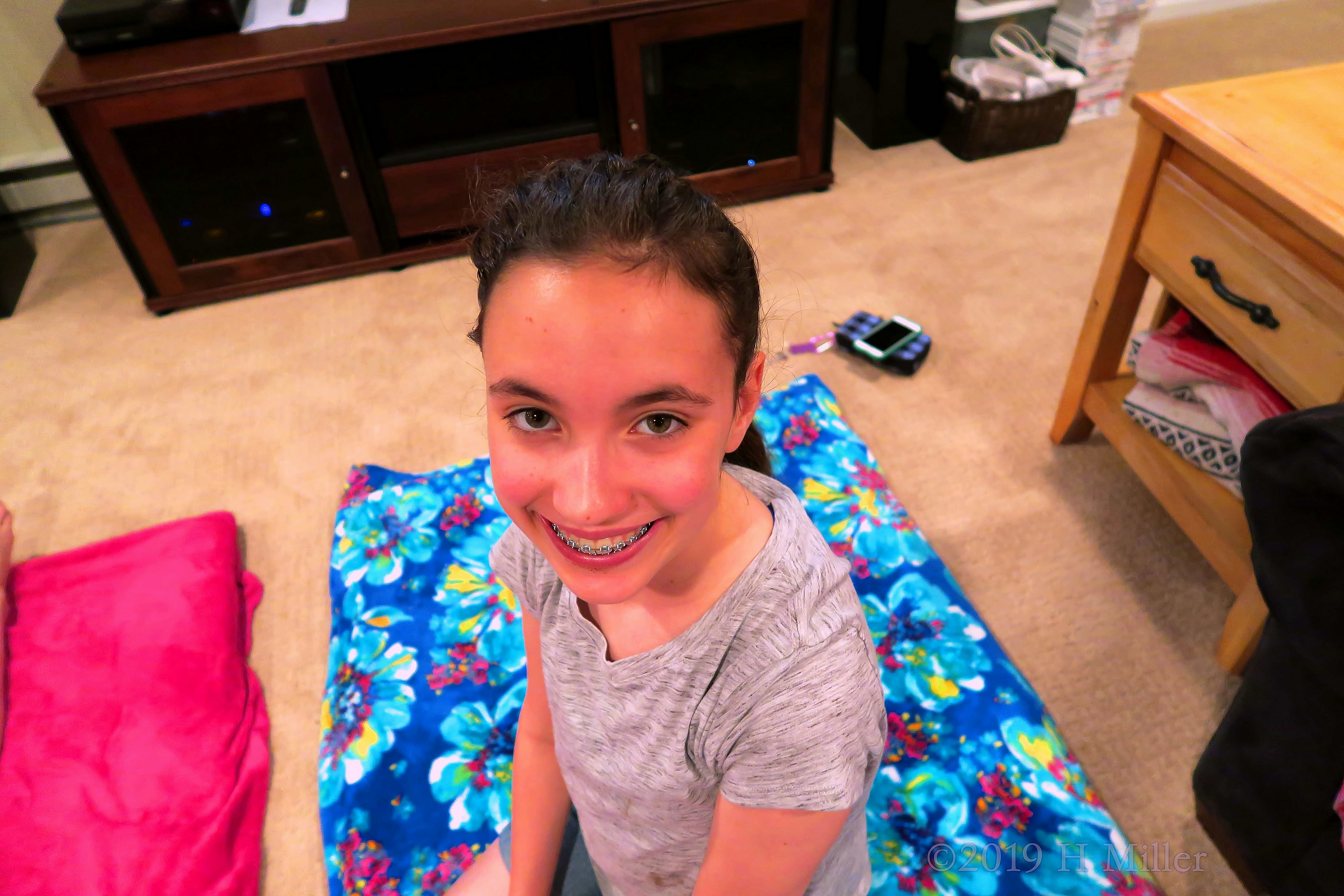 Friend Is All Smiles And Enjoying The Cool Home Spa Party Friend Is All Smiles And Enjoying The Cool Home Spa Party