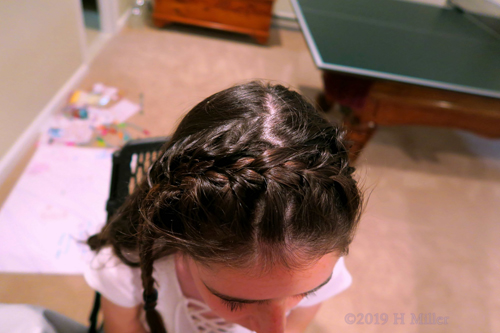 Girl Showing Off Lovely French Braided Tiara Kids Hairstyle. Girl Showing Off Lovely French Braided Tiara Kids Hairstyle.