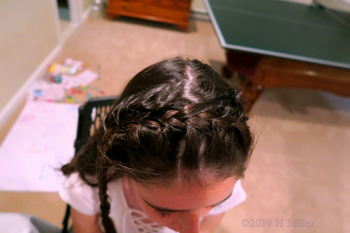 Girl Showing Off Lovely French Braided Tiara Kids Hairstyle.