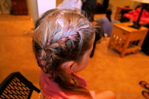 Mackenzie Showing Off Cute Braided Pigtails Girls Hairstyle With Pink And Blue Hair Chalk.