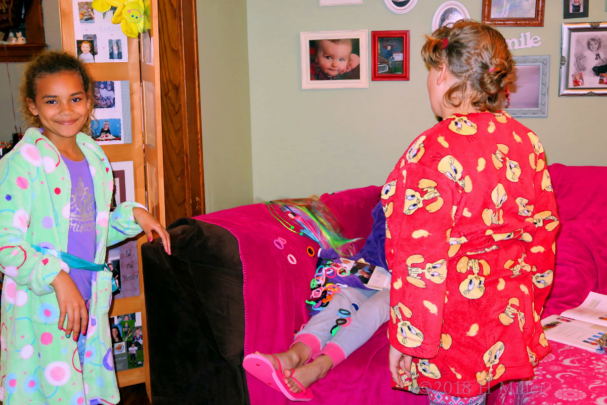 Spa Girl Smiles With A Polka Dot Spa Robe 