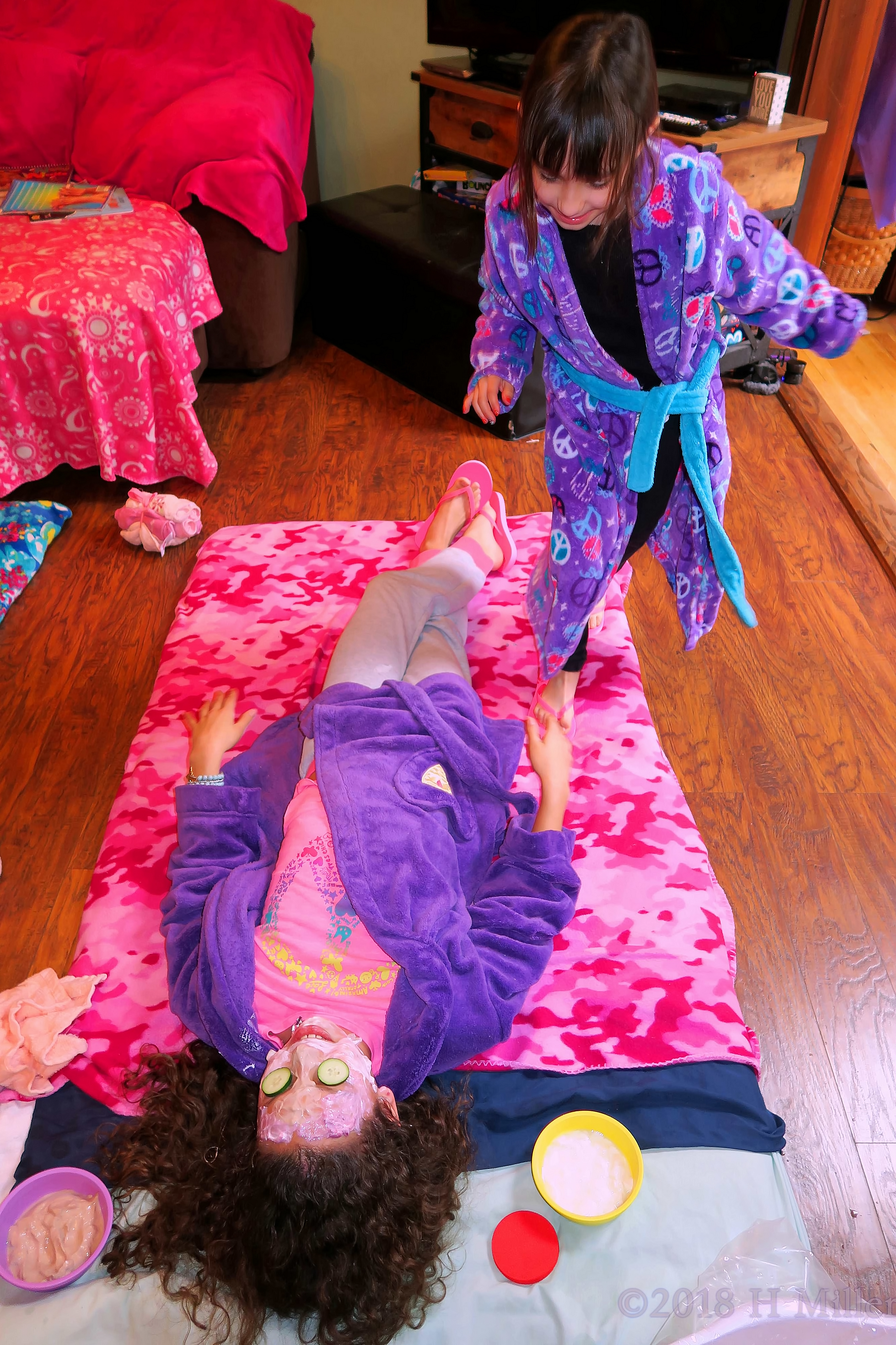 A Party Guest Playing Around During Her Friend's Kids Facial! 