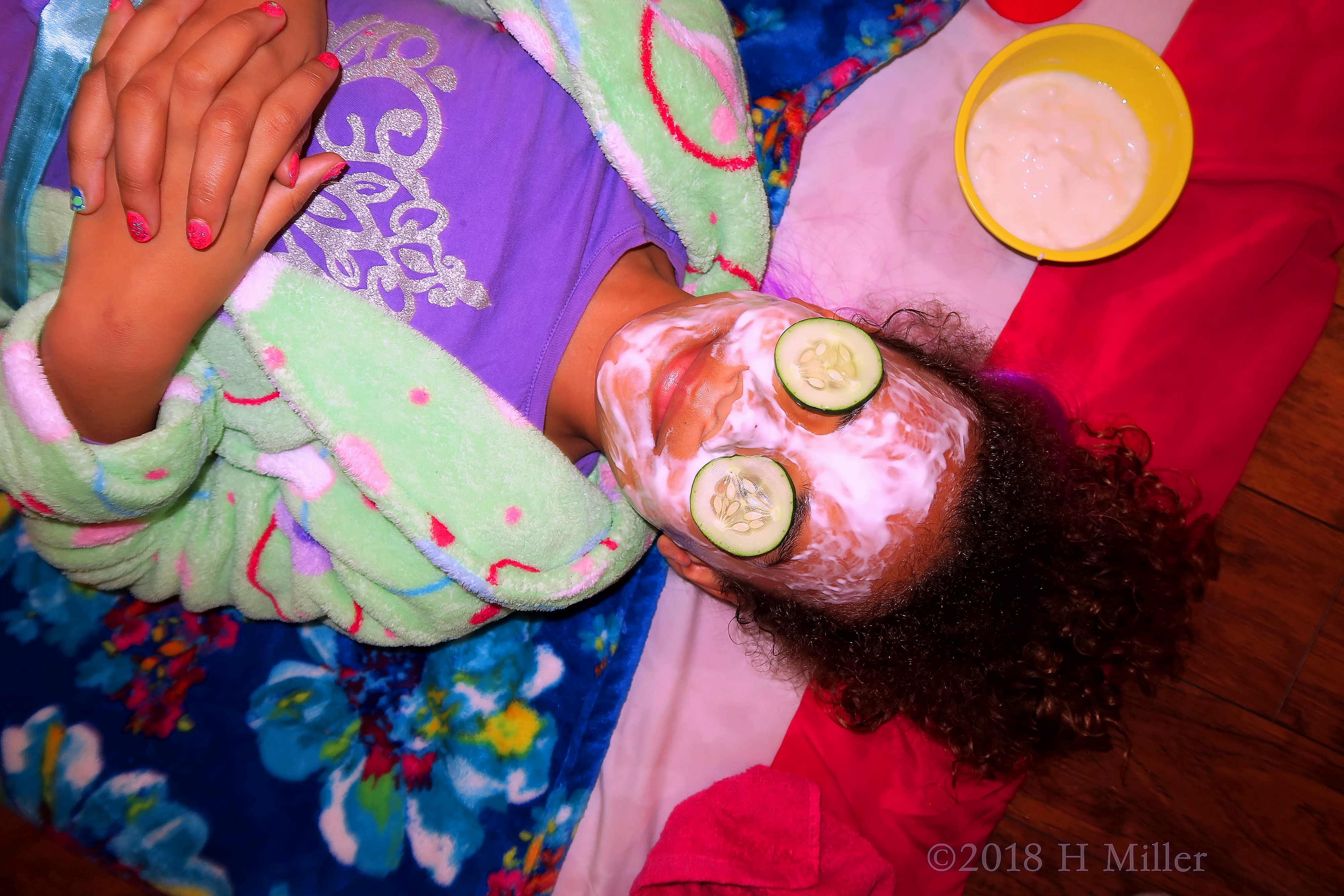 Cukes During Kids Facial Applied, Relaxation Imminent... 