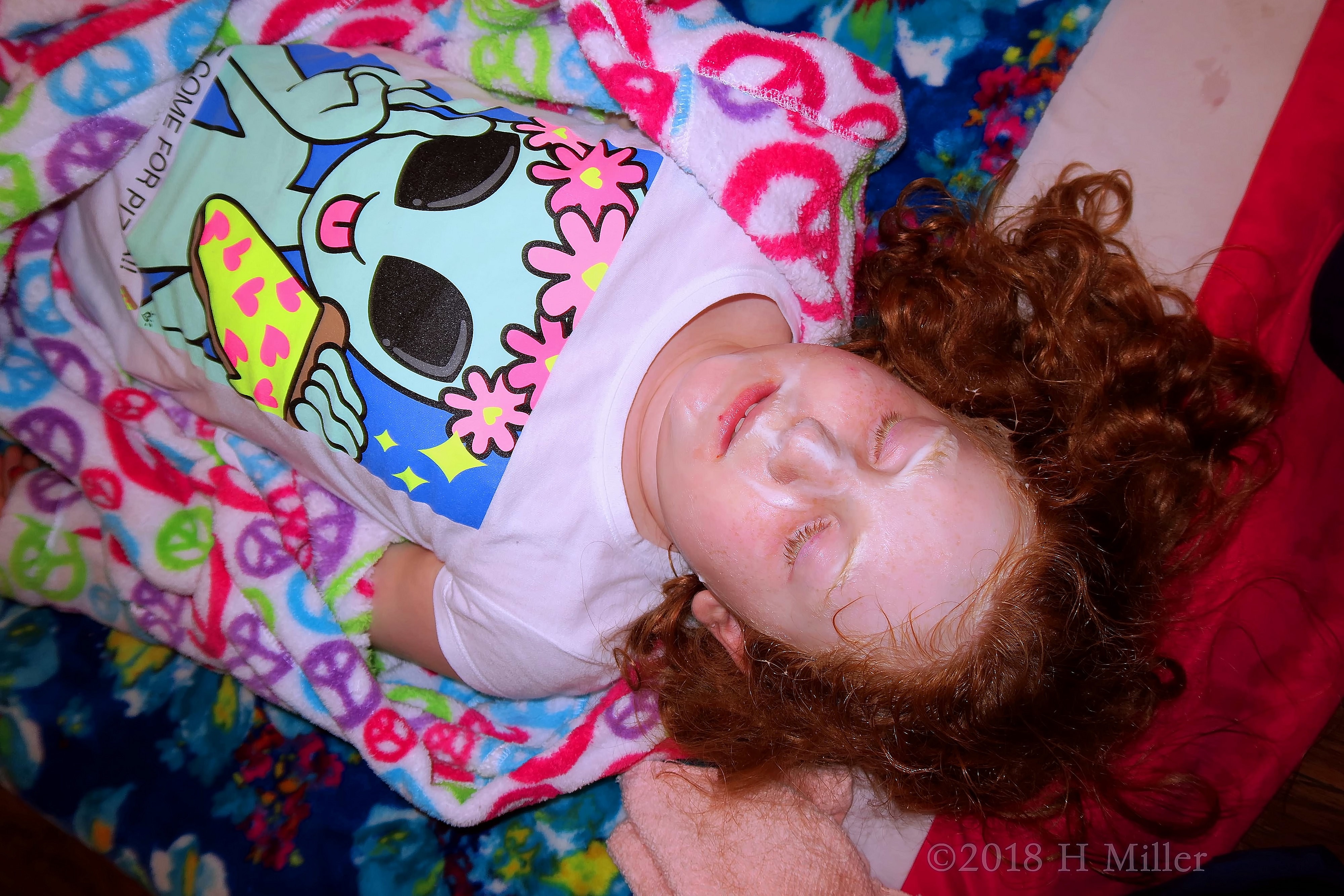 Girl's Facial With Awesome Peace Signs Spa Robe! 4 Girl's Facial With Awesome Peace Signs Spa Robe! 4