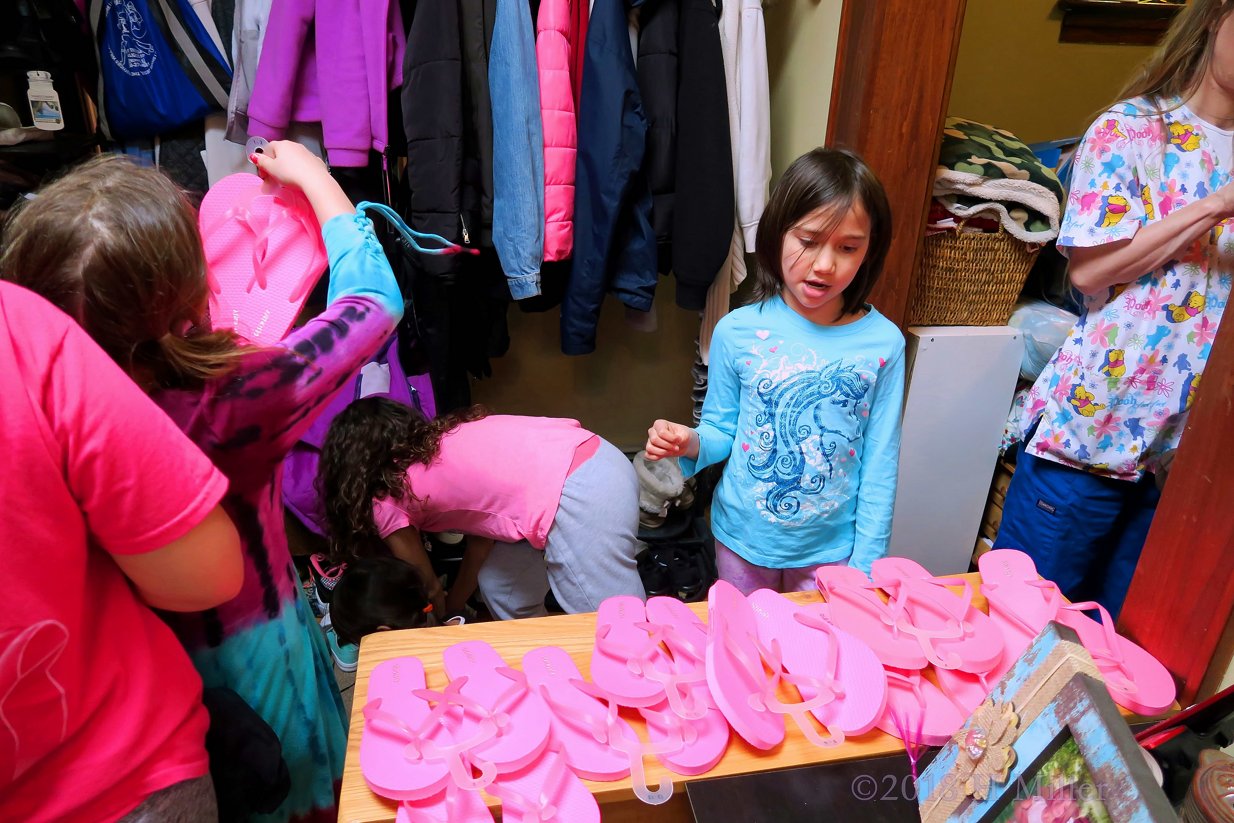 Lots Of Flipflops At The Girl's Spa Party! 