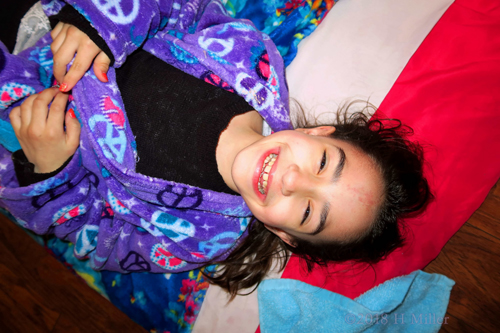 Wide Smile With Beautifully Painted Kids Mani, Now Ready For Her Facial! Wide Smile With Beautifully Painted Kids Mani, Now Ready For Her Facial!