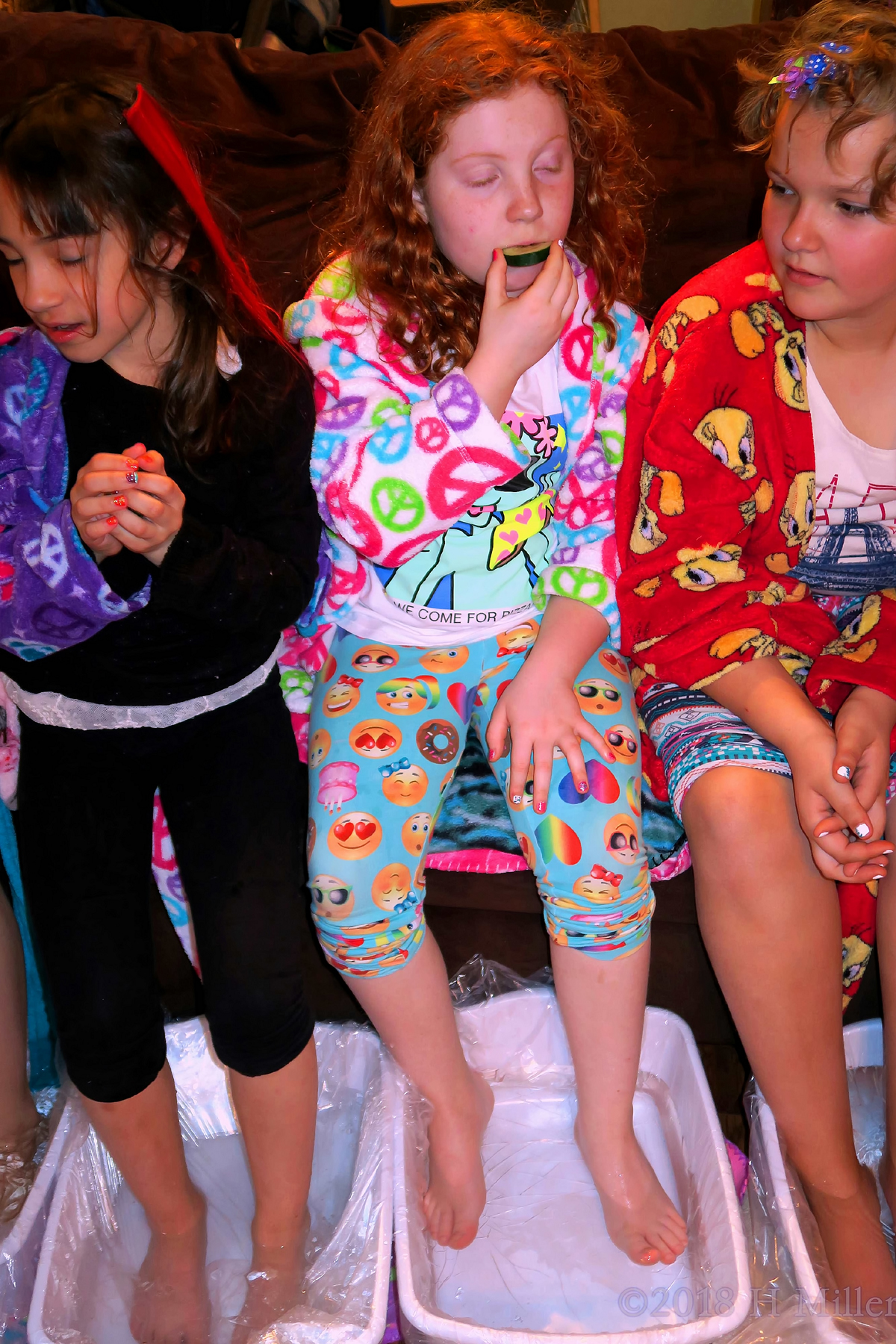 Colorful Spa Robe On This Spa Girl Eating A Cucumber Slice 