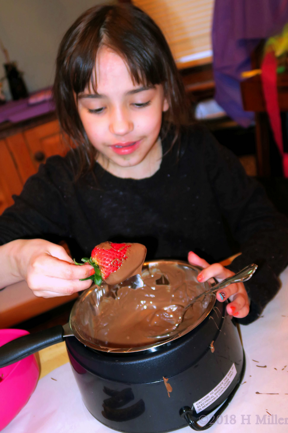 Strawberry Dipping At The Birthday Party 