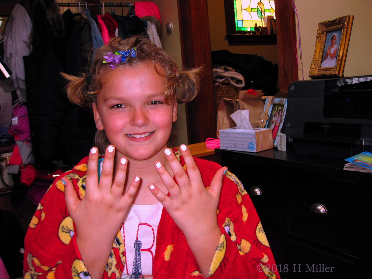 White Manicure For Kids Gives The Birthday Girl A Big Smile 1