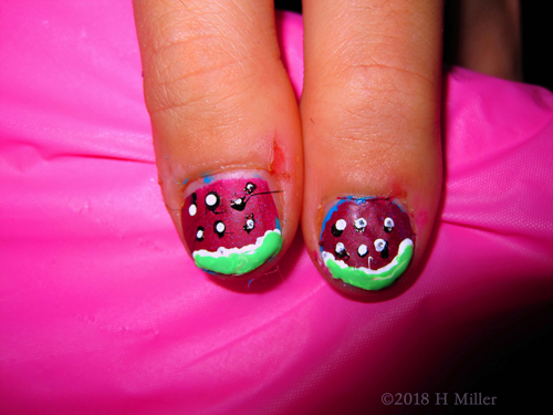 Watermelon Nail Designs On This Girls Mani! 