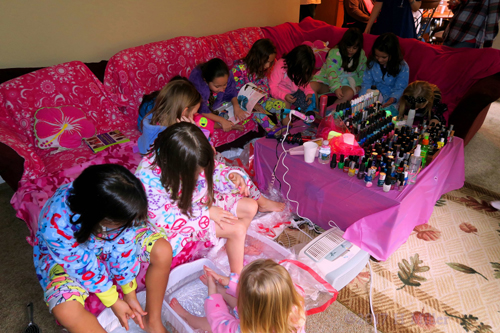 A Nice Long Foot Soak Totally Relaxes The Girls Before Their Pedicure. A Nice Long Foot Soak Totally Relaxes The Girls Before Their Pedicure.